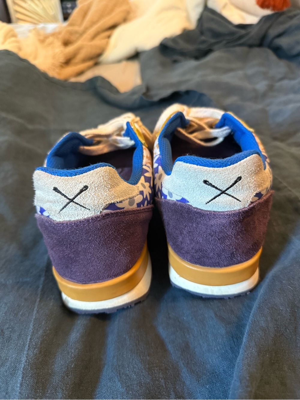 inkkas Floral Patchwork Sneakers in Blue, Pink, Gray, Mustard - Picture 2 of 7